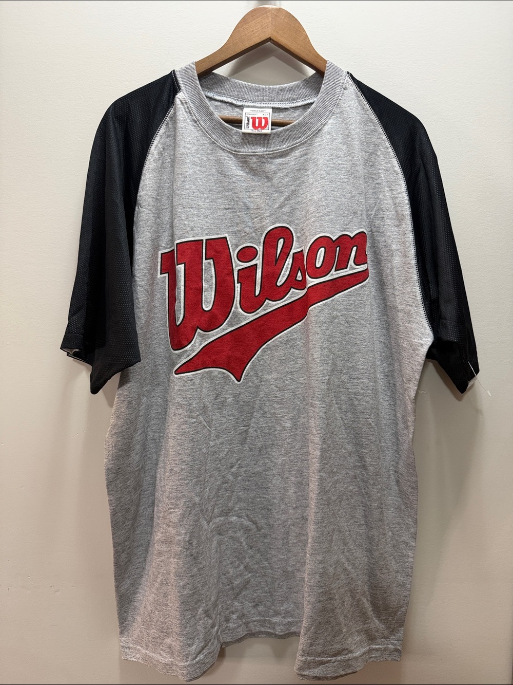 Vintage 90s Wilson Big Logo Mesh Sleeves Raglan Shirt Men’s XLT 33x27 (new)